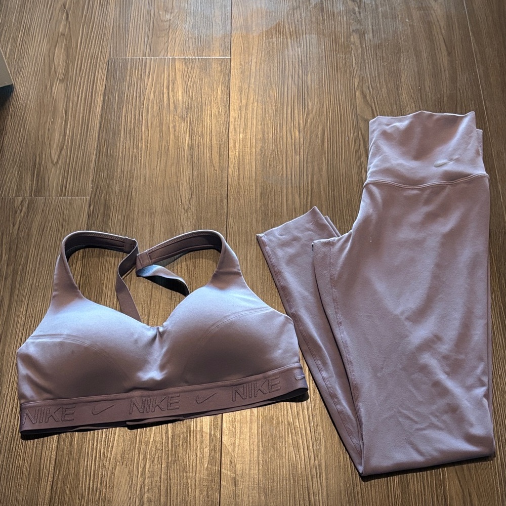 Nike Women's Purple Sports Bra and Leggings Set